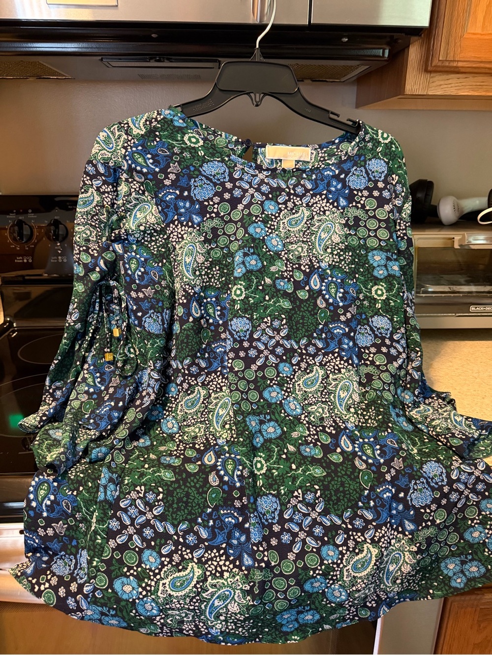 Women’s Green & Blue Paisley Floral Tunic Blouse